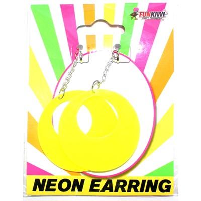 Earrings Neon Hoop 1980s Yellow