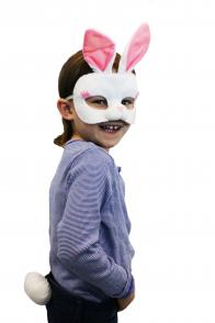 Animal Costume Mask Set Deluxe Bunny Rabbit Pink/White
