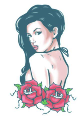 Temporary Tattoo Grim Rose Pin Up Girl Tinsley