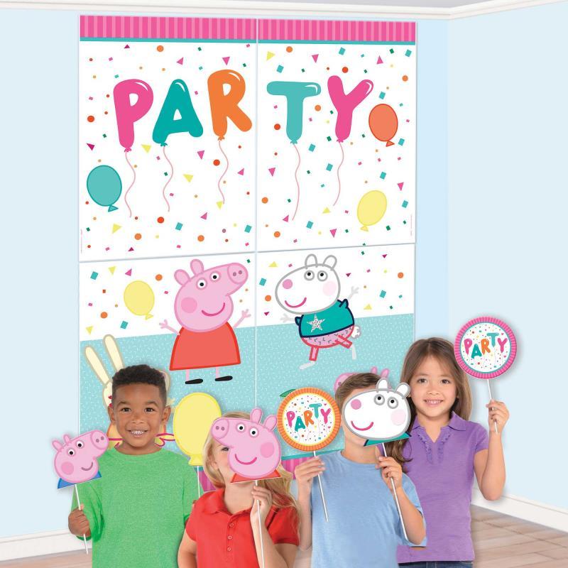 Peppa Pig Confetti Party Scene Setter & Photo Props Pk/16