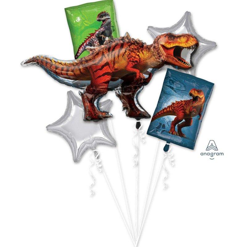 Balloon Bouquet Jurassic World Dinosaurs Pk/5 (Balloons Only- Helium Extra)