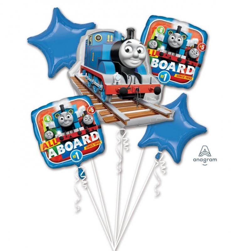 Balloon Bouquet Thomas The Tank Engine Pk/5 (Balloons Only Helium Extra)