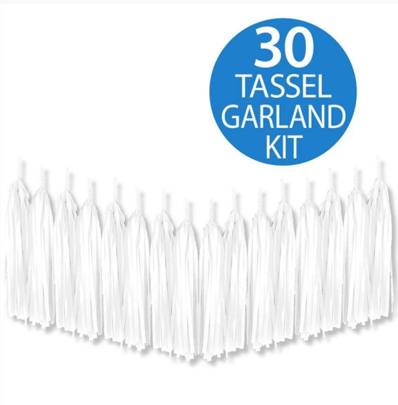Tassel Garland White Tissue Paper 2m X 35cm 30 Tassels Last Chance Buy