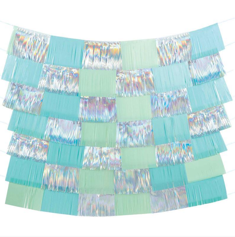 Backdrop Fringe Iridescent Blue & Silver Scene Setter Pk/9 152cm