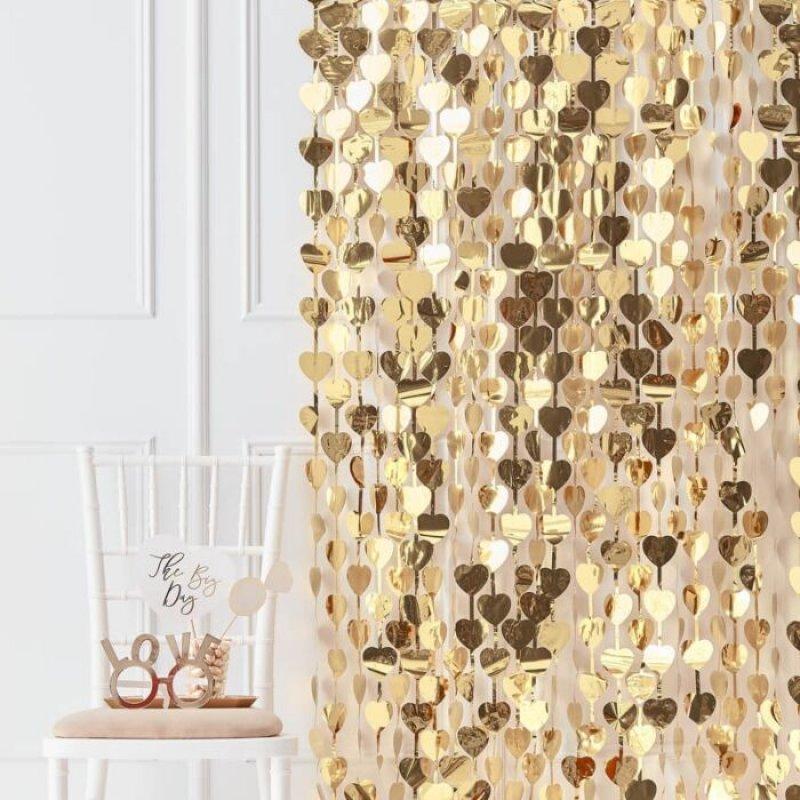 Backdrop Photo Wedding Gold Heart Scene Setter 1m (W) X 2.5m(H)