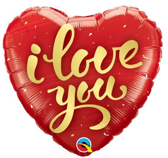 Balloon Foil 45cm I Love You Gold Script