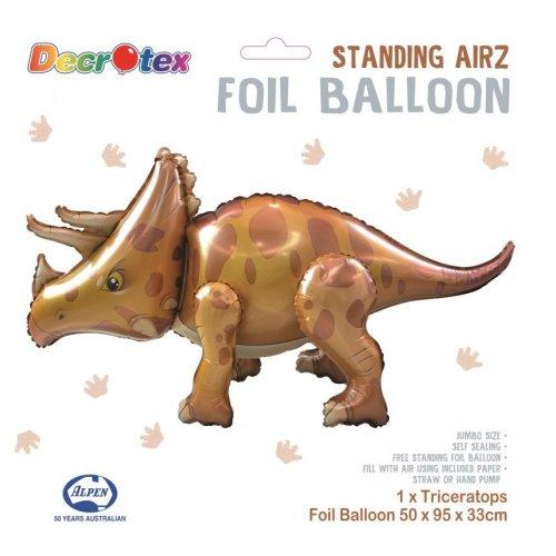 Balloon Foil Standing Airz Triceratops 50cm X 95cm X 33cm Airfill Only