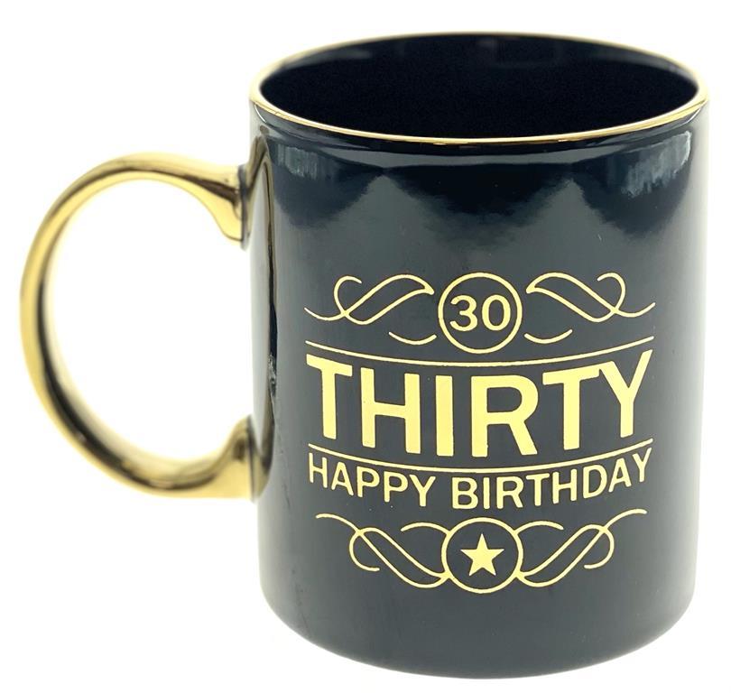 Mug Black 30th Birthday With Gold Script