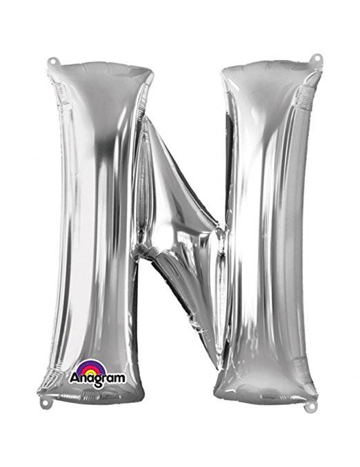 Balloon Foil Letter N Silver 40cm