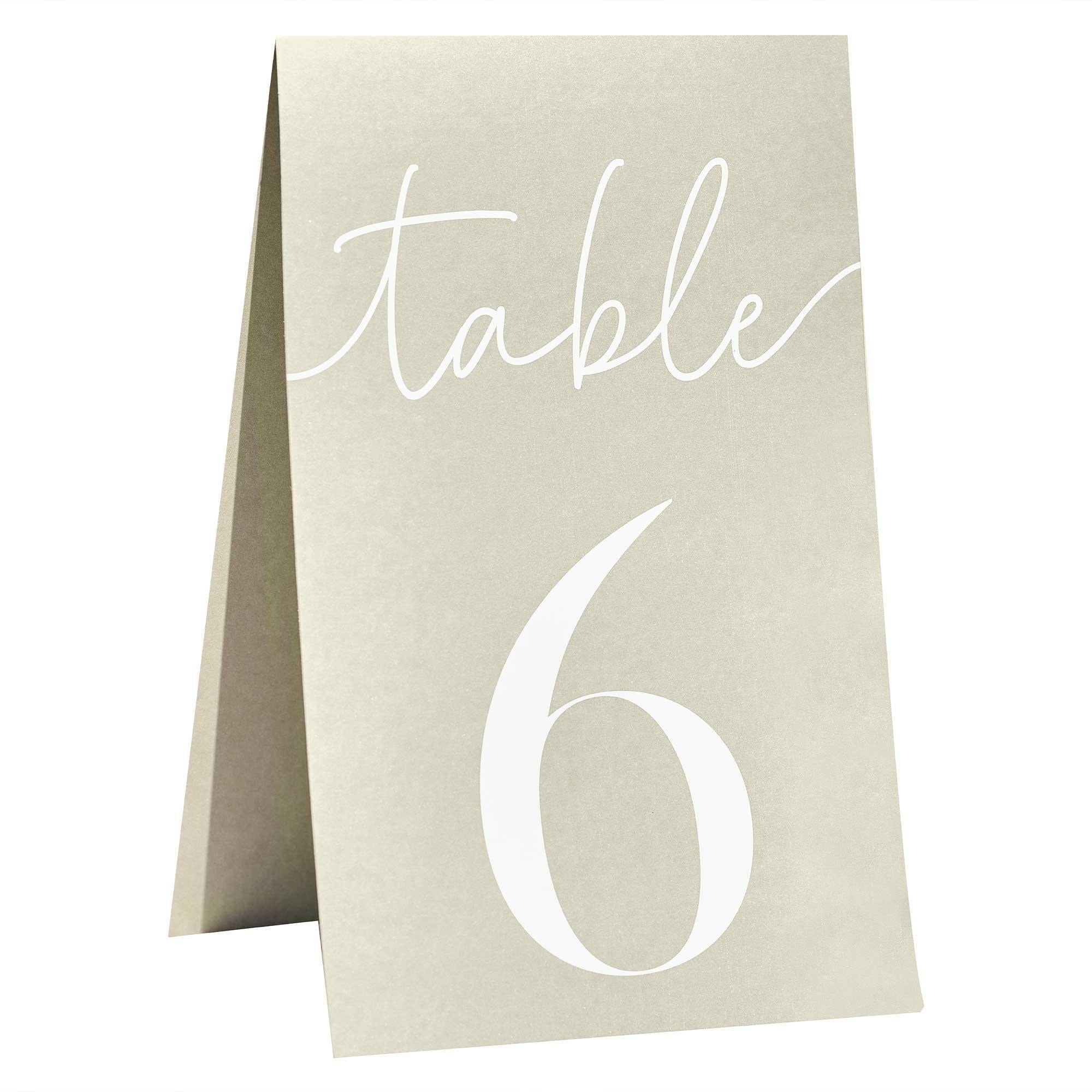 Weddng Table Numbers Sage Numbers 1-12