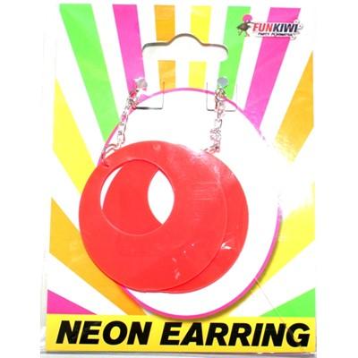 Earrings Neon Hoop 1980s Orange