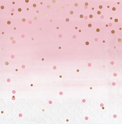 Rose All Day Lunch Napkins Dots Rose Gold Foil Pk/16