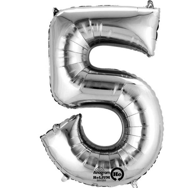Balloon Foil Number 5 Silver 40cm