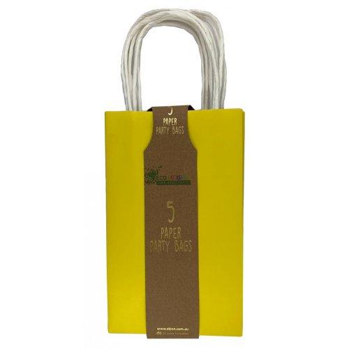 Party Loot Bag Paper Yellow Pk/5