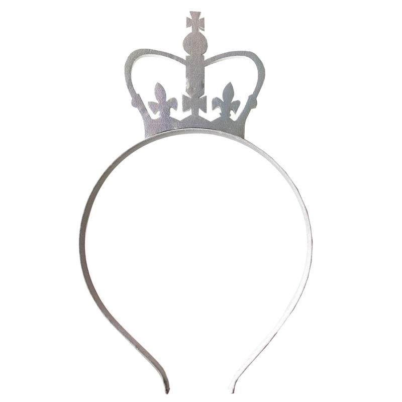 King/Queen Royalty Silver Crown On Headband Each