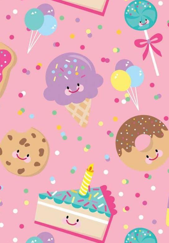 Gift Wrapping Paper Party Food Cake Ice Cream & Lollies