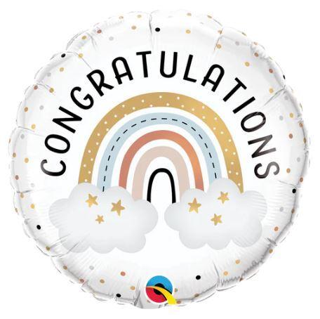 Balloon Foil 45cm Congratulation Boho Rainbow