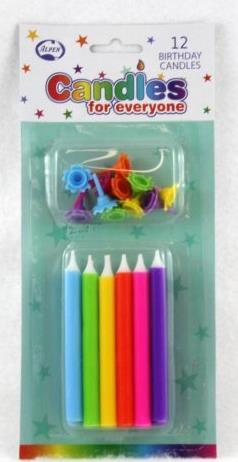 Candles Bright Jumbo With Holders Pk/12