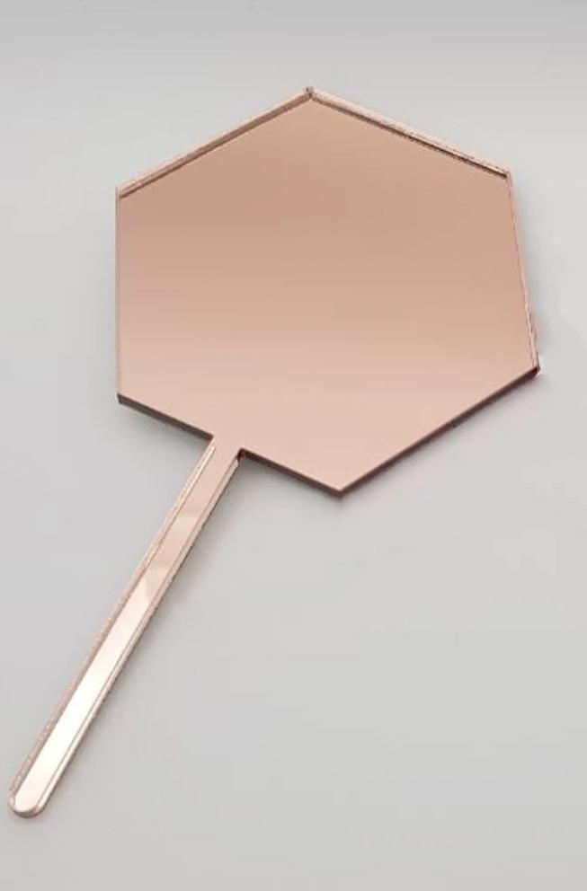 Cake Topper Hexagonal Blank Mirror Rose Gold