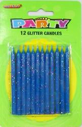 Glitter Candle Blue 12pk