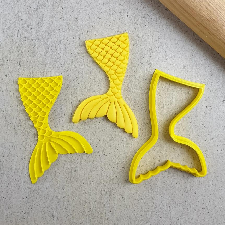 Mermaid Tail Cookie/Biscuit Cutter & Embosser Set