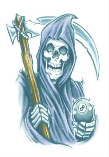 Temporary Tattoo Grim Reaper Biker Tinsley