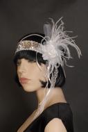 Headband Flapper Deluxe White 1920s
