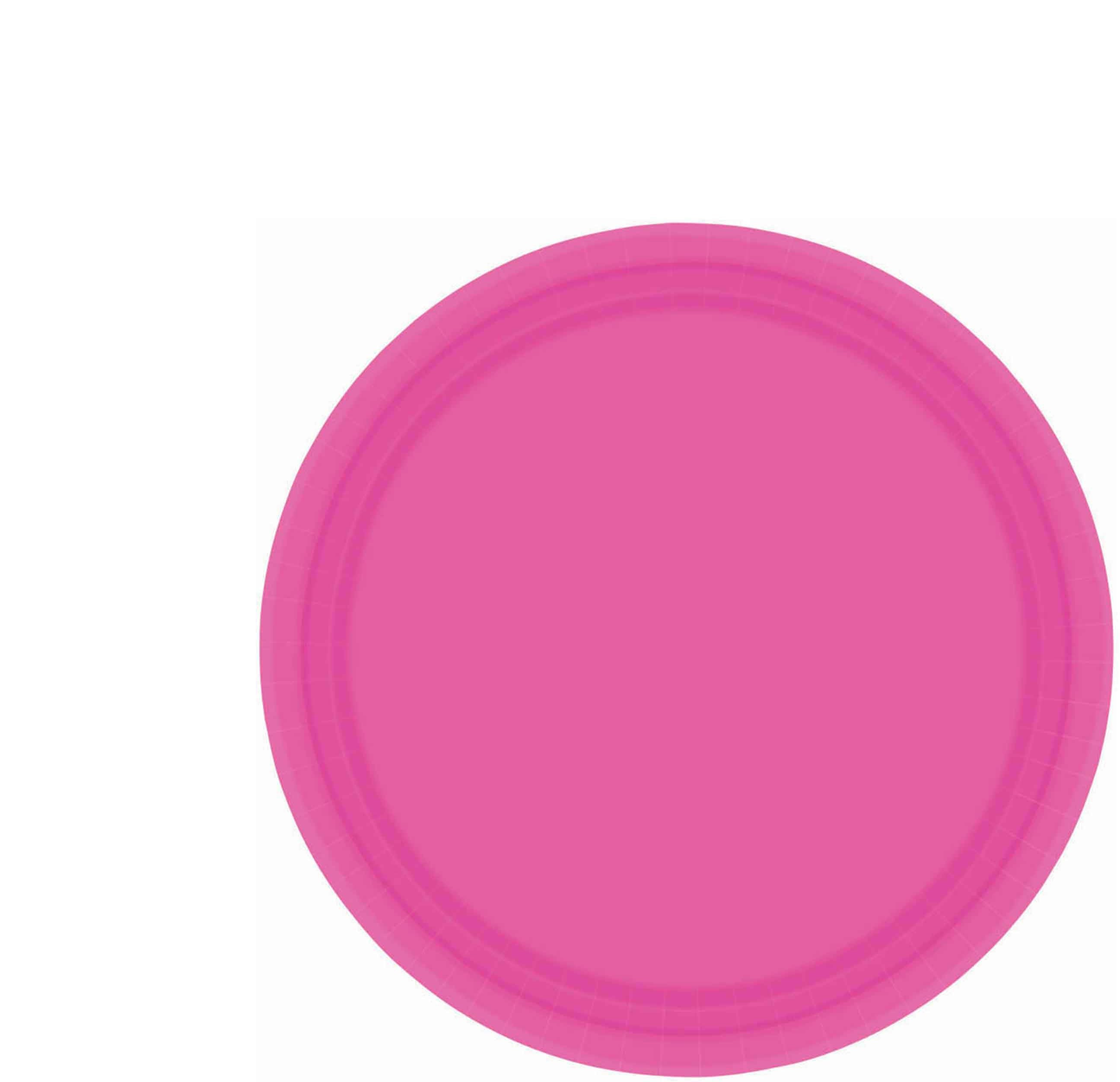 Paper Plates 17cm Bright Pink Round 20 Pack