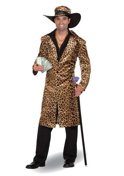 Costume Adult Funky Leopard Skin Pimp Coat/Hat Xlarge