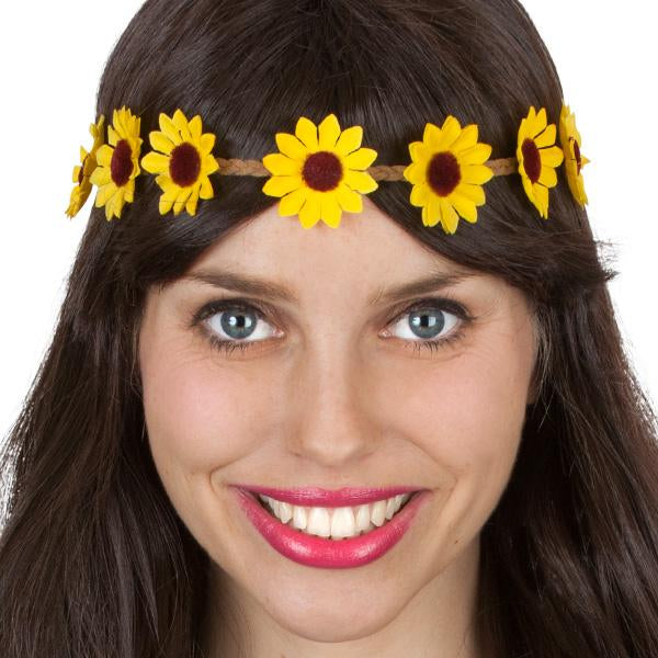 Headband Daisy Chain Yellow Hippie 1960s