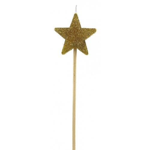 Candle Gold Glitter Star Long