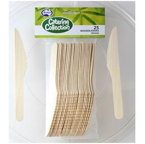 Birch Wood Eco Knives 16cm Pk/25 Eco Friendly