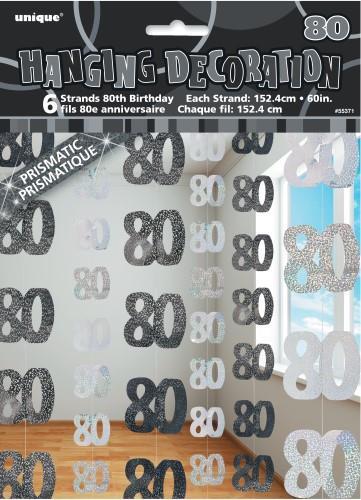 Hanging Decor 80th Bday Silver Pk/6