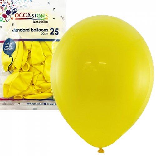 Latex Balloons Yellow 30cm Occasions Budget Pk/25