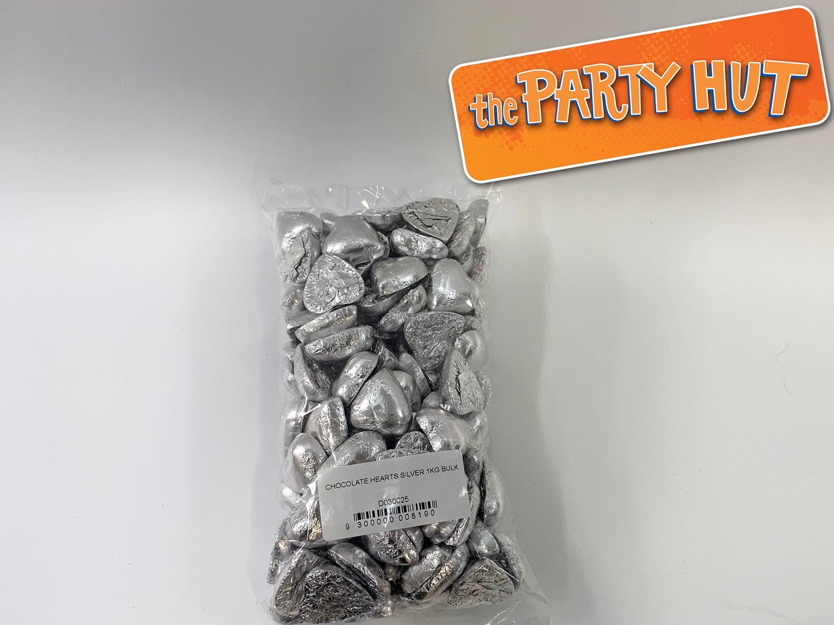 Chocolate Hearts Silver 1kg Bulk