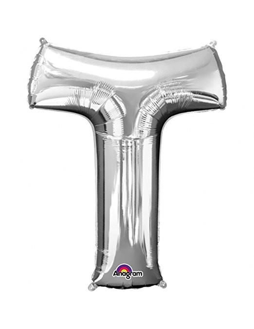 Balloon Foil Letter T Silver 40cm