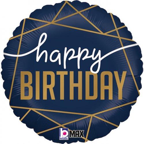Balloon Foil 45cm Happy Birthday Navy