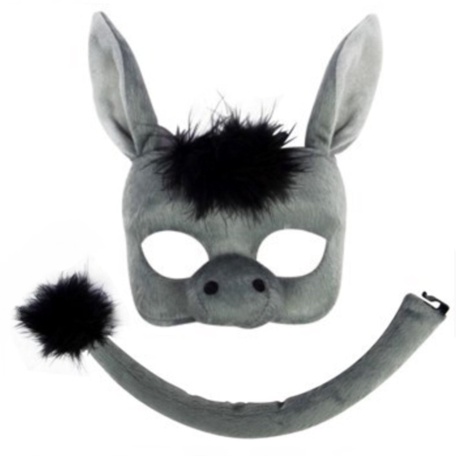 Animal Costume Mask Set Deluxe Donkey Grey