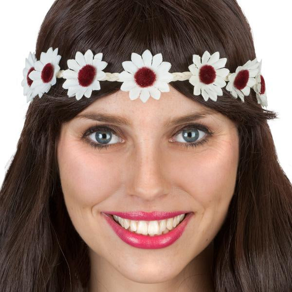 Headband Daisy Chain White Hippie 1960s