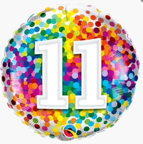 Balloon Foil 45cm Confetti Number 11