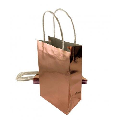 Party Loot Bag Paper Metallic Rose Gold Pk/5