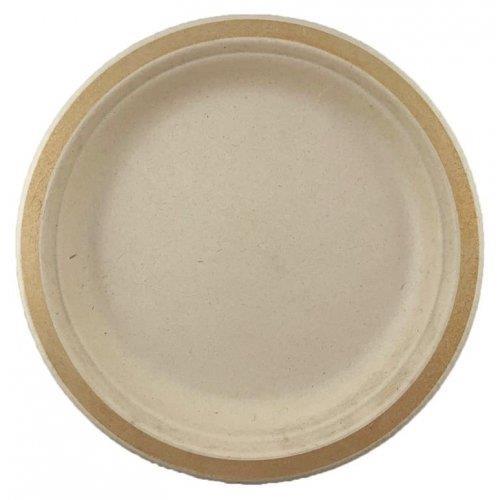 Sugarcane Plate Gold Rim 23cm Pk/10 Eco Friendly