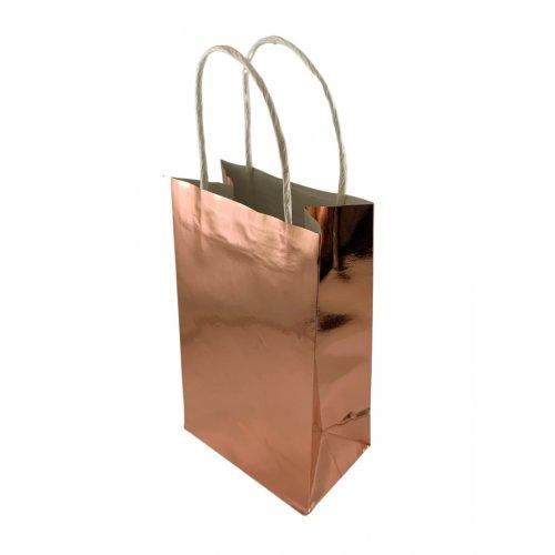 Party Loot Bag Paper Metallic Rose Gold Pk/5
