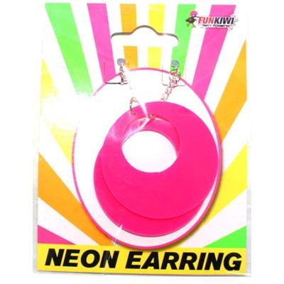 Earrings Neon Hoop 1980s Pink