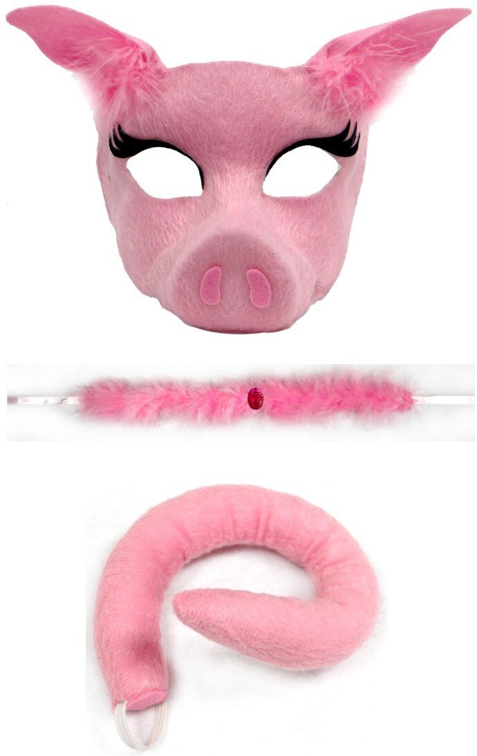 Animal Costume Mask Set Deluxe Pig