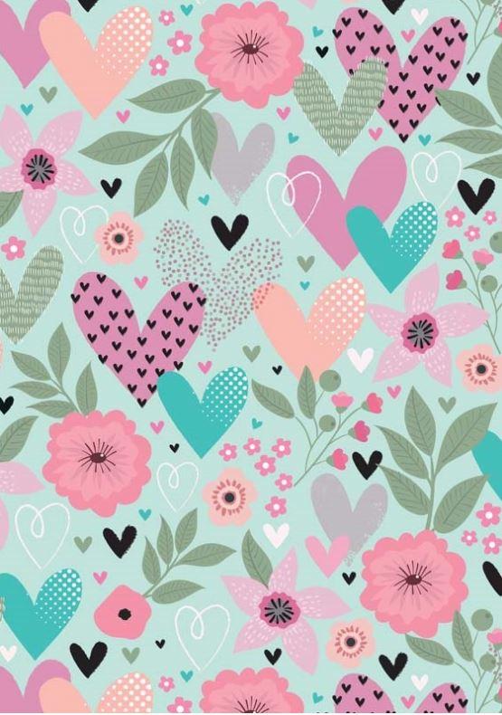 Gift Wrapping Paper Hearts & Flowers