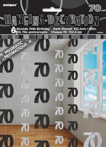 Hanging Decor 70th Bday Silver Pk/6