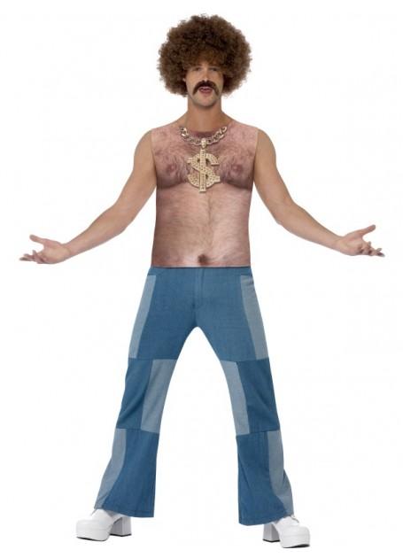 Costume Adult 1970s Hairy Chest Shirt Large