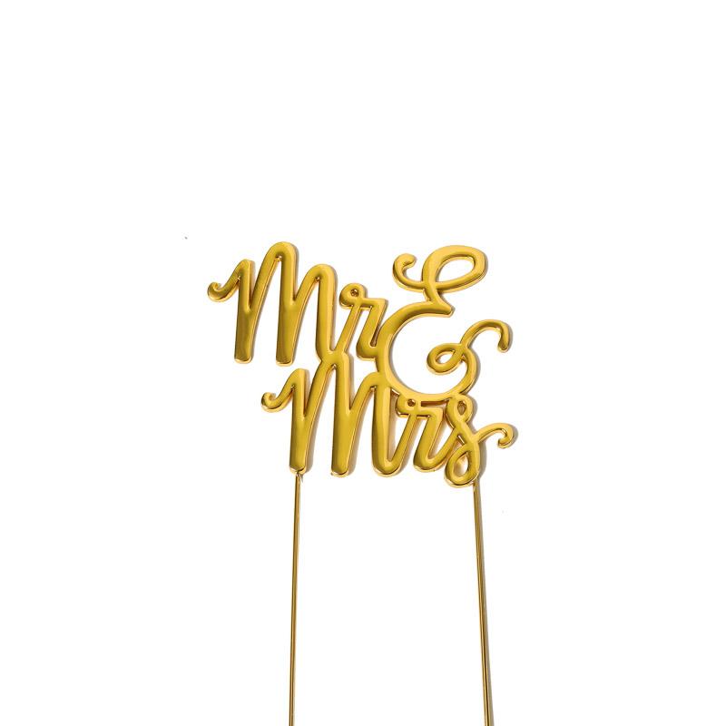 Cake Topper Mr & Mrs Gold Plated