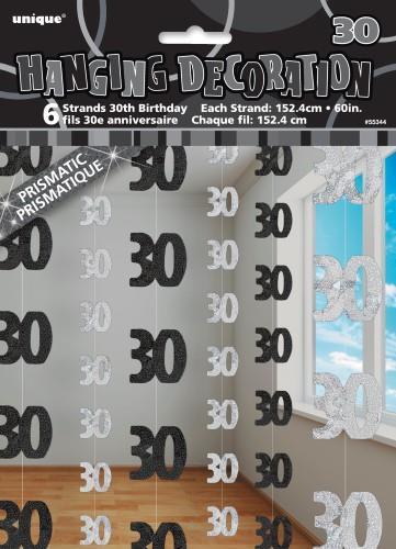 Hanging Decor 30th Bday Silver Pk/6